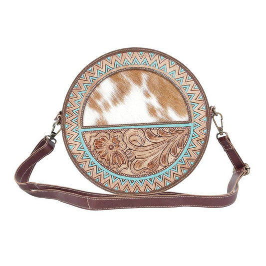 Turquoise Trails Tooled Round Crossbody Bag