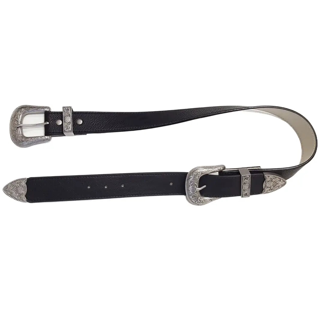 Double Buckle Western Belt – Black
