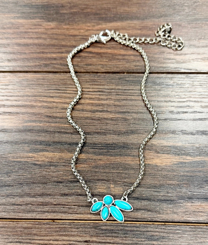 Turquoise Cluster Pendant Necklace