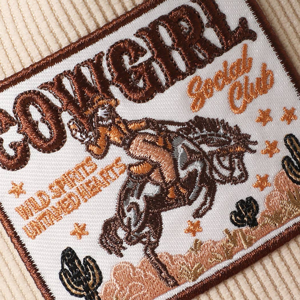 Cowgirl Rodeo Club Embroidered Corduroy Trucker Hat