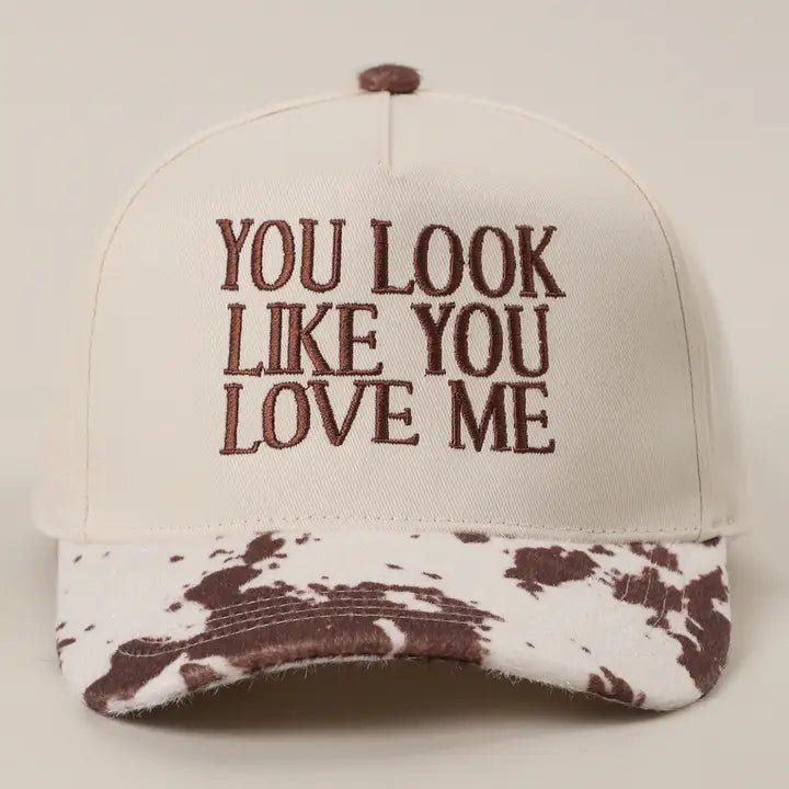 You Look Like You Love Me Embroidered Animal Print Trucker