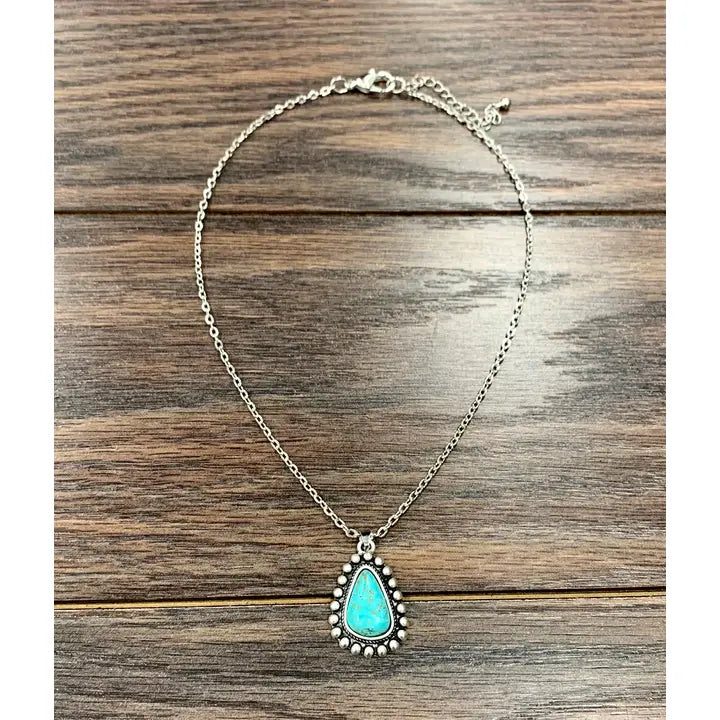Turquoise Teardrop Pendant Necklace