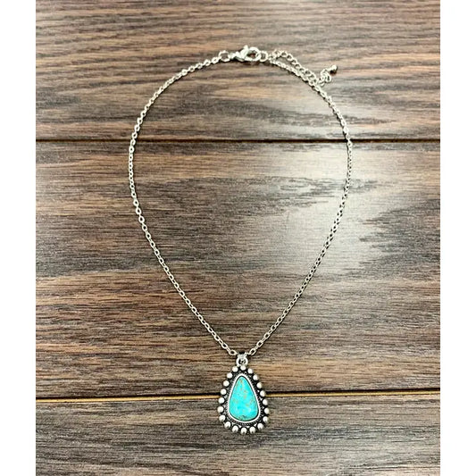 Turquoise Teardrop Pendant Necklace