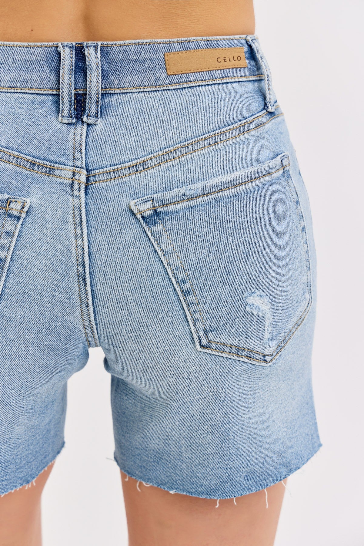 Cello High-Rise Distressed Denim Shorts