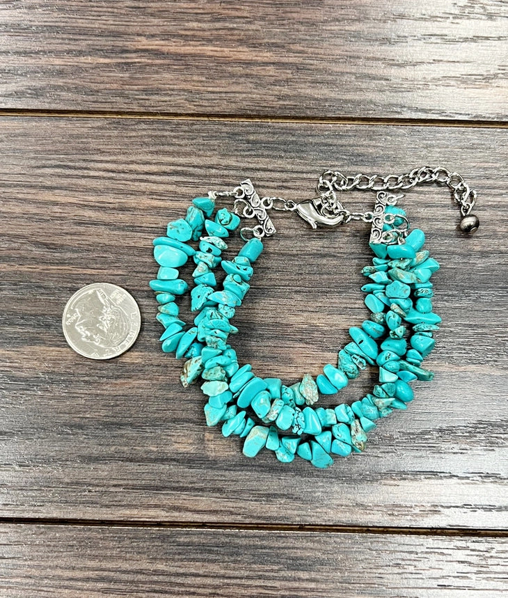 Multi-Strand Turquoise Stone Bracelet