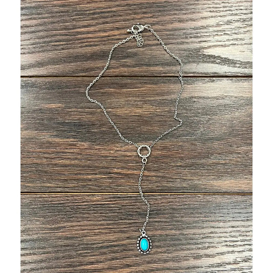 Turquoise Lariat Pendant Necklace
