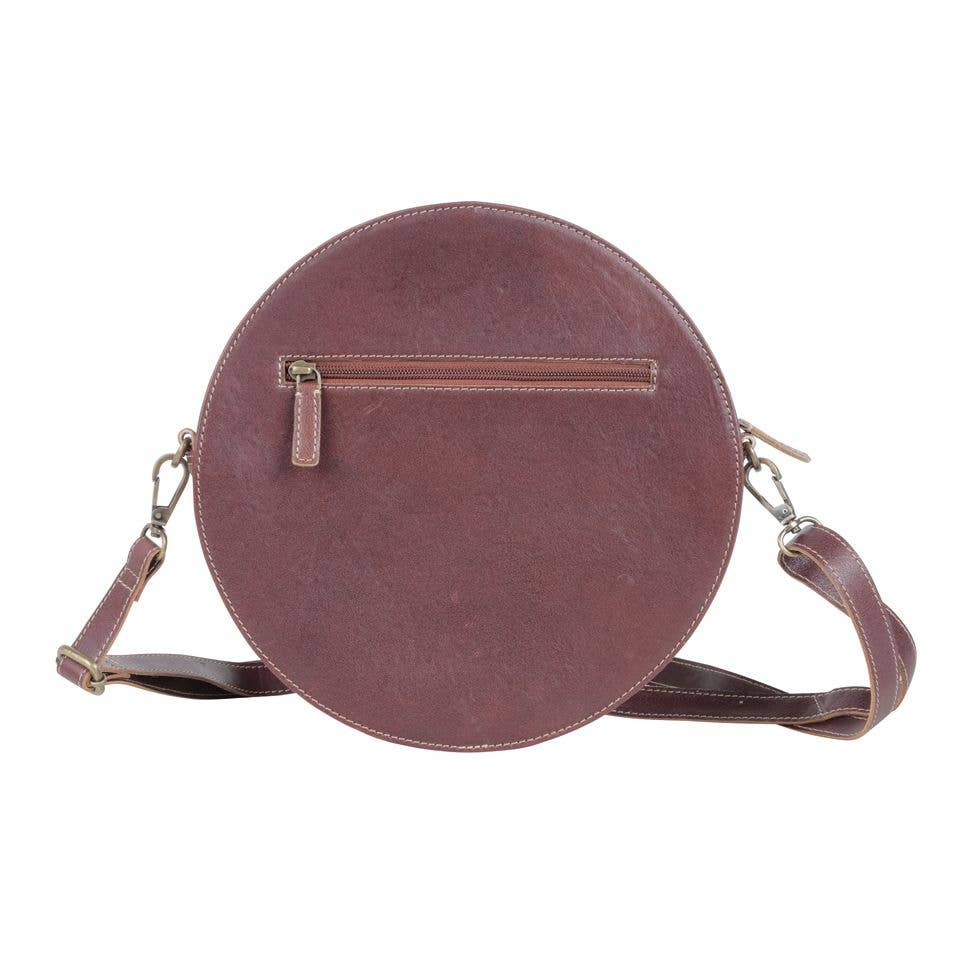 Turquoise Trails Tooled Round Crossbody Bag
