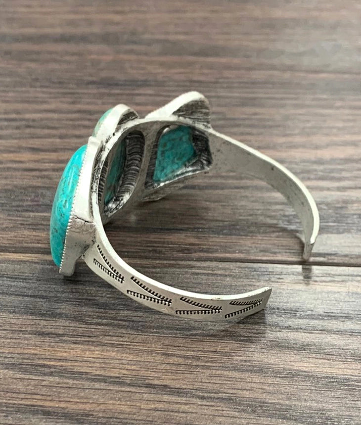 Three Stone Turquoise Statement Bracelet