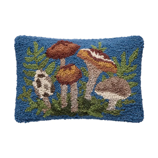 Woodland Mushroom Hooked Pillow
