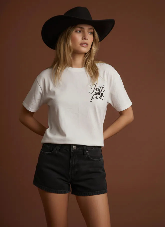 Faith Over Fear Front Back Graphic Tee