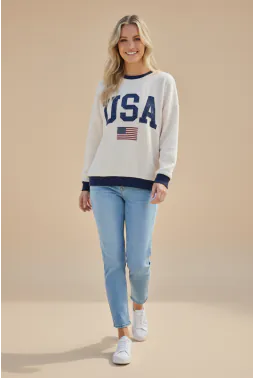 Round Neck Cloudy Knit USA Top