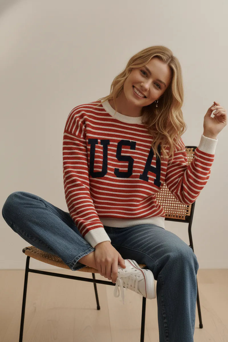 USA Striped Pullover